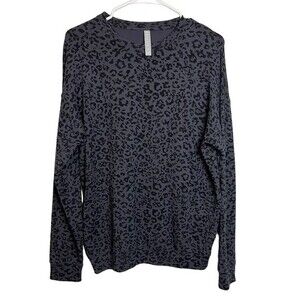Athleta Gray Black Cheetah Print Crewneck Sweater Size XS Women